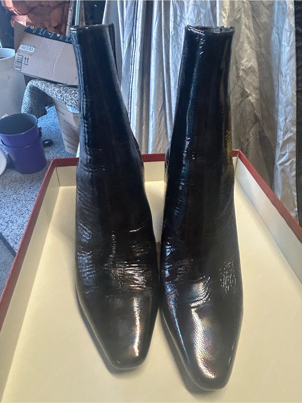 Donald J. Pliner Black Patent Pointed Toe Ankle Booties